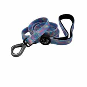 tie die pattern dog leash with round rubber logo